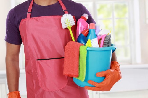 Professional cleaner in SW17 cleaning a modern living room