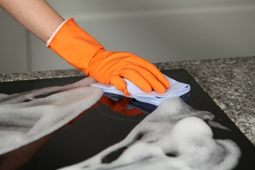 Home cleaners in SW17 vacuuming carpets and dusting furniture in a family home